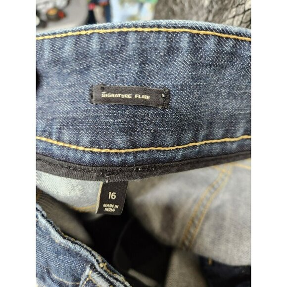 Talbots Womens Signature Flare Jeans Size 16 Dark Wash Denim Cotton Blend Stretc - Picture 5 of 6